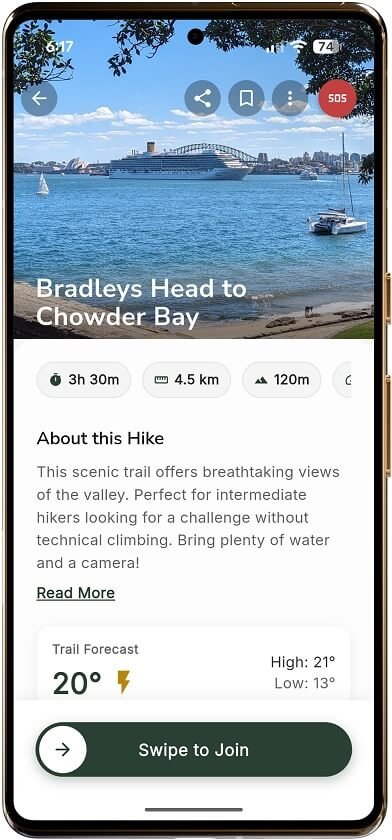 TrekMeet Event Details Screen